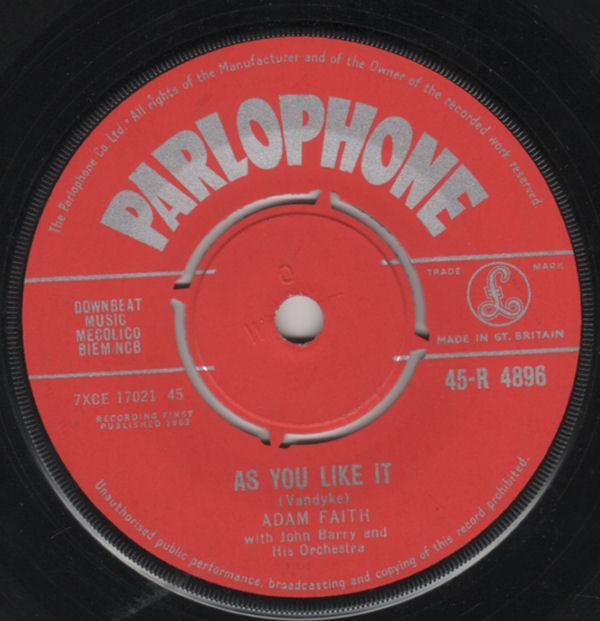 Adam Faith, John Barry & His Orchestra - As You Like It