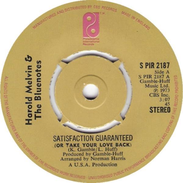 Harold Melvin And The Blue Notes - Satisfaction Guaranteed (Or Take Your Love Back) / I'm Weak For You
