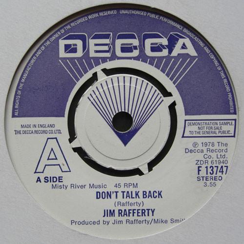 Jim Rafferty - Don't Talk Back / Bad Bad Mover