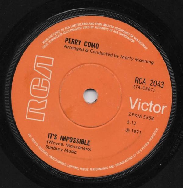 Perry Como - It's Impossible / Long Life, Lots Of Happiness