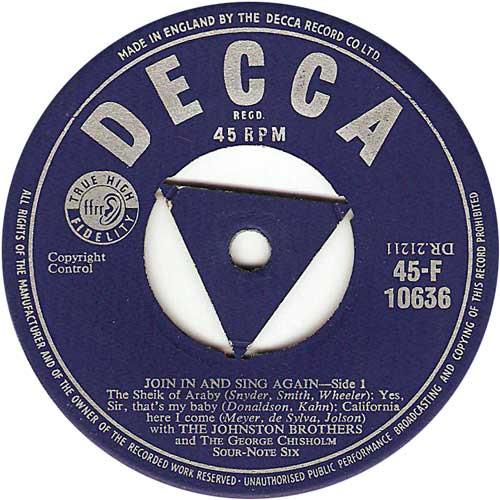 The Johnston Brothers, The George Chisholm Sour-Note Six - Join In And Sing Again